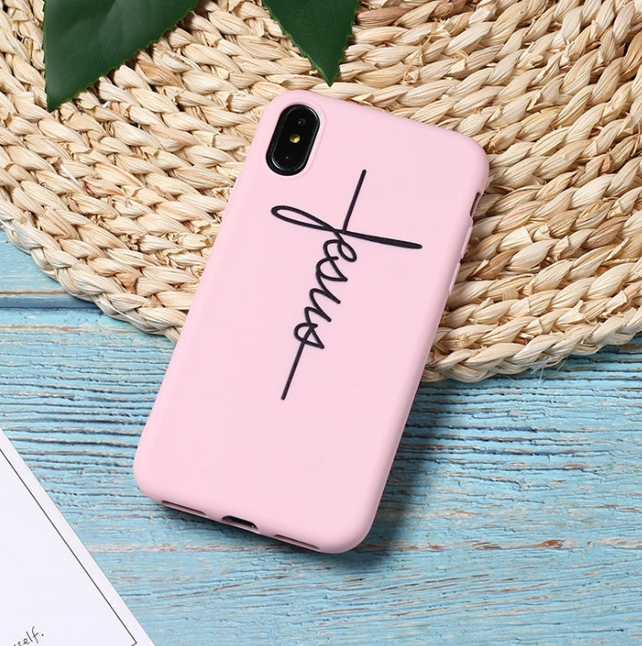 Apple Cross phone case, black cross design on protective case