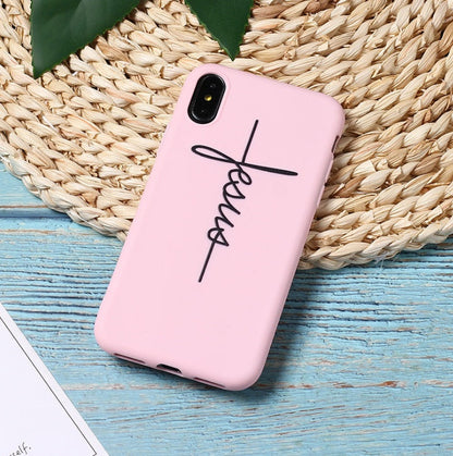 Apple Cross phone case, black cross design on protective case