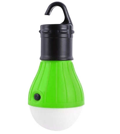 Portable outdoor camping tent lights for nighttime illumination, compact design shown on a dark background