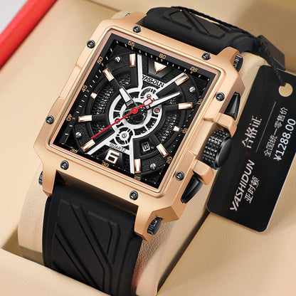 Fashionable men's watch with large square dial by My Store
