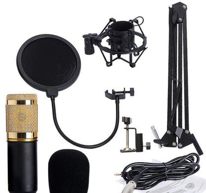 BM800 microphone set with condenser microphone, shock mount, pop filter, and adjustable stand