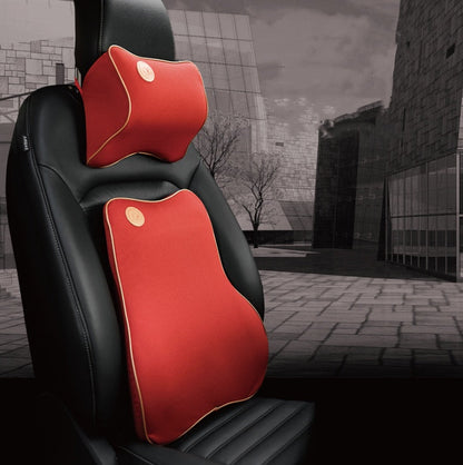 Car memory foam cushion for vehicle seat support, shown in a compact contoured design