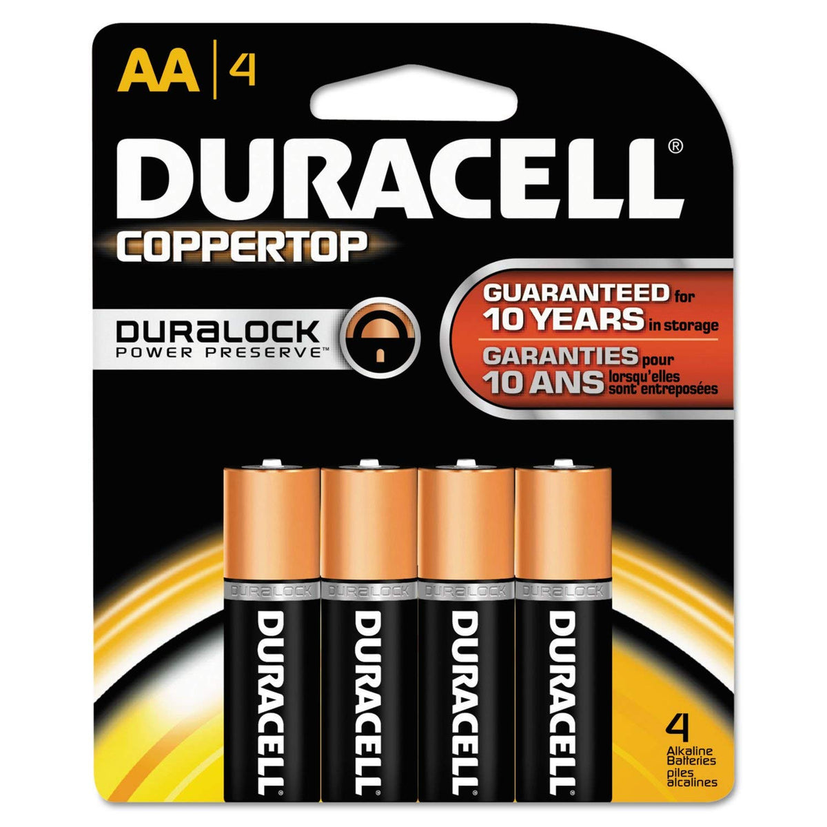 Duracell CopperTop AA Alkaline 4-Pack with Duralock