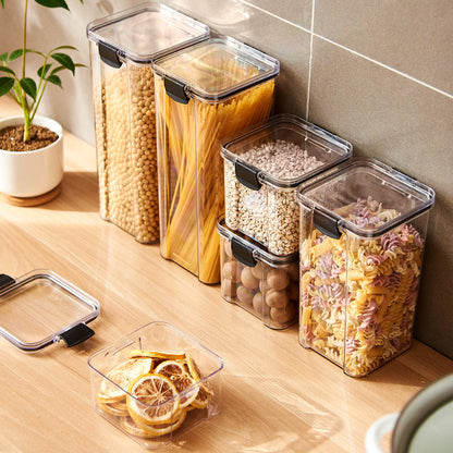 Transparent stackable plastic can for food-grade grains, sealed refrigerator preservation storage box