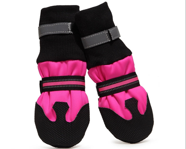 Waterproof dog boots for large and medium dogs, black protective paw footwear foursome