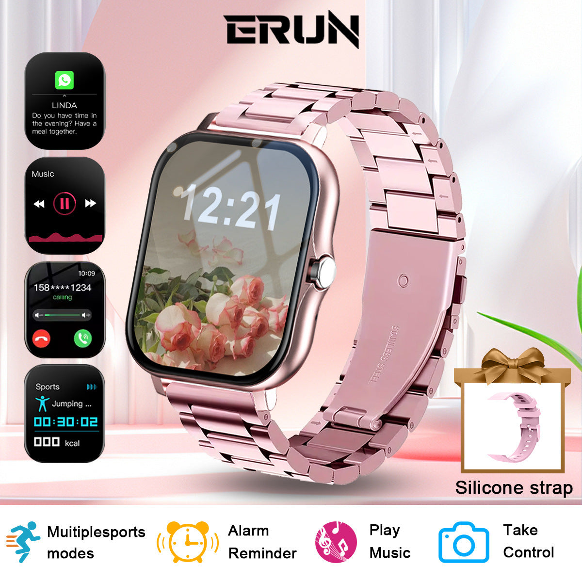 Sports outdoor smart watch with step count, sleep monitoring, Bluetooth calling, and statistics display