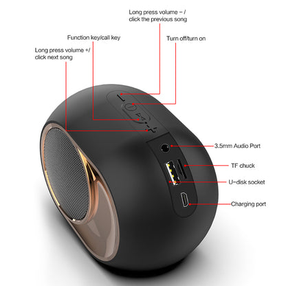 X6 Bluetooth speaker subwoofer wireless audio system in compact black design