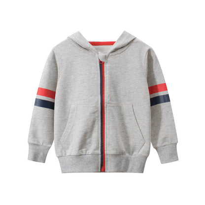 Boy's zipper sweater baby clothes in a soft knit design with front zipper closure