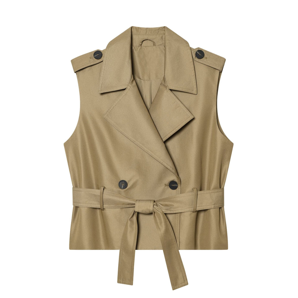 Lace-up waist-cinching slimming blazer-collar waistcoat vest in a structured sleeveless design