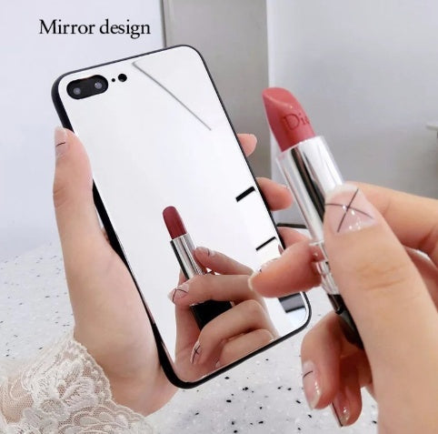 Mirror phone case for Apple iPhone X, iPhone 7 and 8 Plus with makeup mirror and self-timer glass design