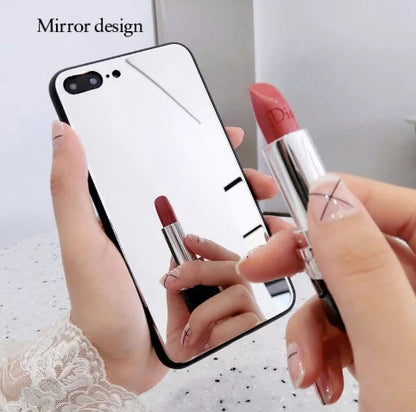 Mirror phone case for Apple iPhone X, iPhone 7 and 8 Plus with makeup mirror and self-timer glass design
