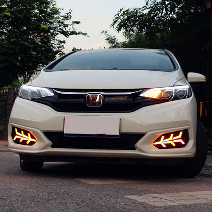 Car modified two-color daytime running lights, front view in dual-color design