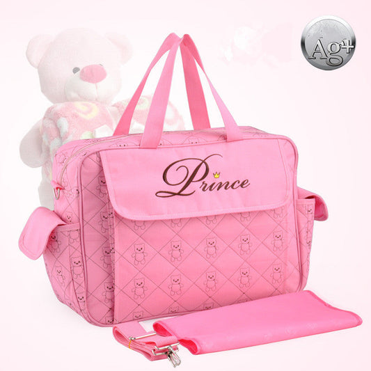 Large capacity fashion baby diaper bag for mommy and baby, black backpack with multiple storage compartments