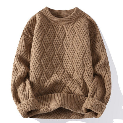Men's thick autumn and winter sweater in warm knit fabric for cold-weather wear