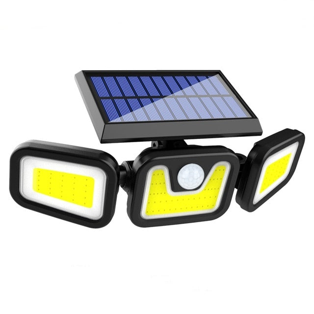 Solar wall light with compact outdoor fixture and integrated solar panel, shown against a plain background