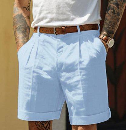 Men's straight leg shorts with pockets, loose fit casual summer dress pants for daily wear