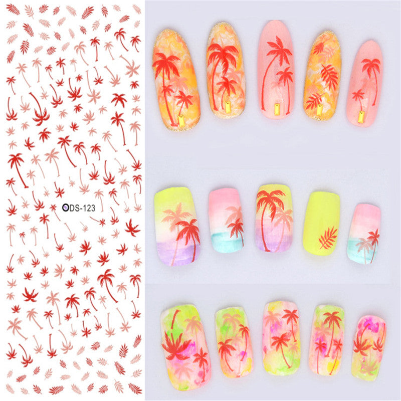 Watermark nail sticker decal, close-up product image showing transparent decorative design