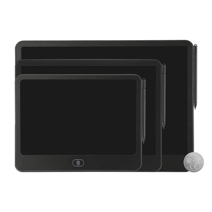 GBruno Store LCD writing tablet for kids with stylus and lock function, showing a colorful drawing on the screen.