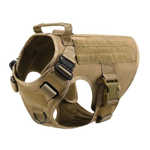 Military tactical dog harness for German Shepherd, adjustable black pet dog back vest