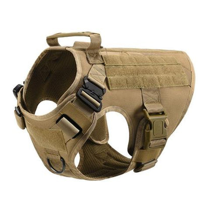 Military tactical dog harness for German Shepherd, adjustable black pet dog back vest