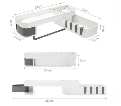 Multifunctional bathroom shelf in a compact design for organizing toiletries and bathroom essentials