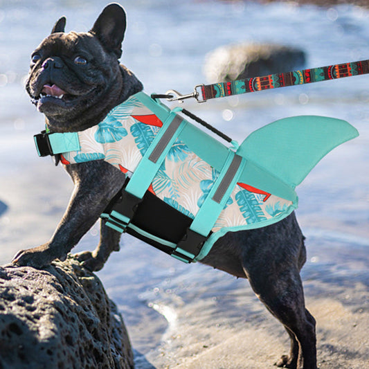 Shark pet life vest dog swimming clothes with adjustable straps and buoyant design