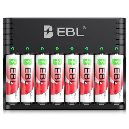 EBL Power+ AA Lithium Batteries with Charger 8-Pack