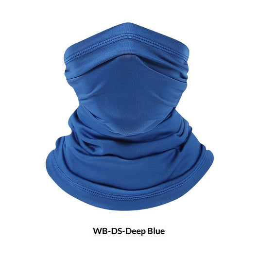 Summer outdoor ice-silk sun-protective neck gaiter in lightweight fabric, worn to cover the neck and lower face