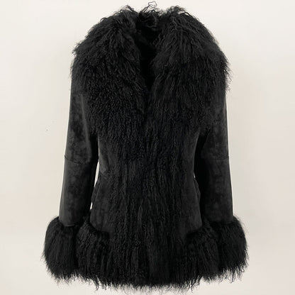 Thickened wool jacket with suede-like finish, front view