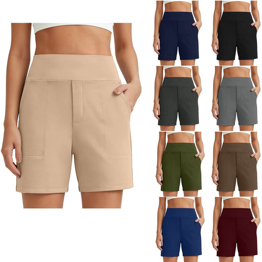 Women's solid color stretchy fitness pants yoga casual shorts in new European and American style