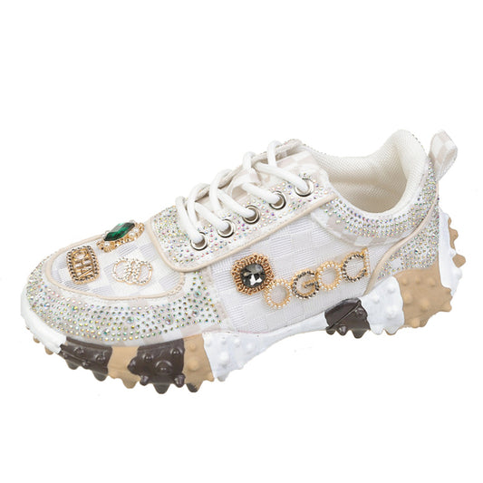 Luxury Designer Rhinestone Women's Casual Sports Shoes