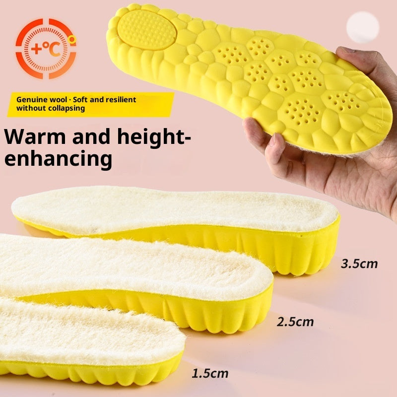 Cloud winter warm height-increasing insole with wool fleece lining