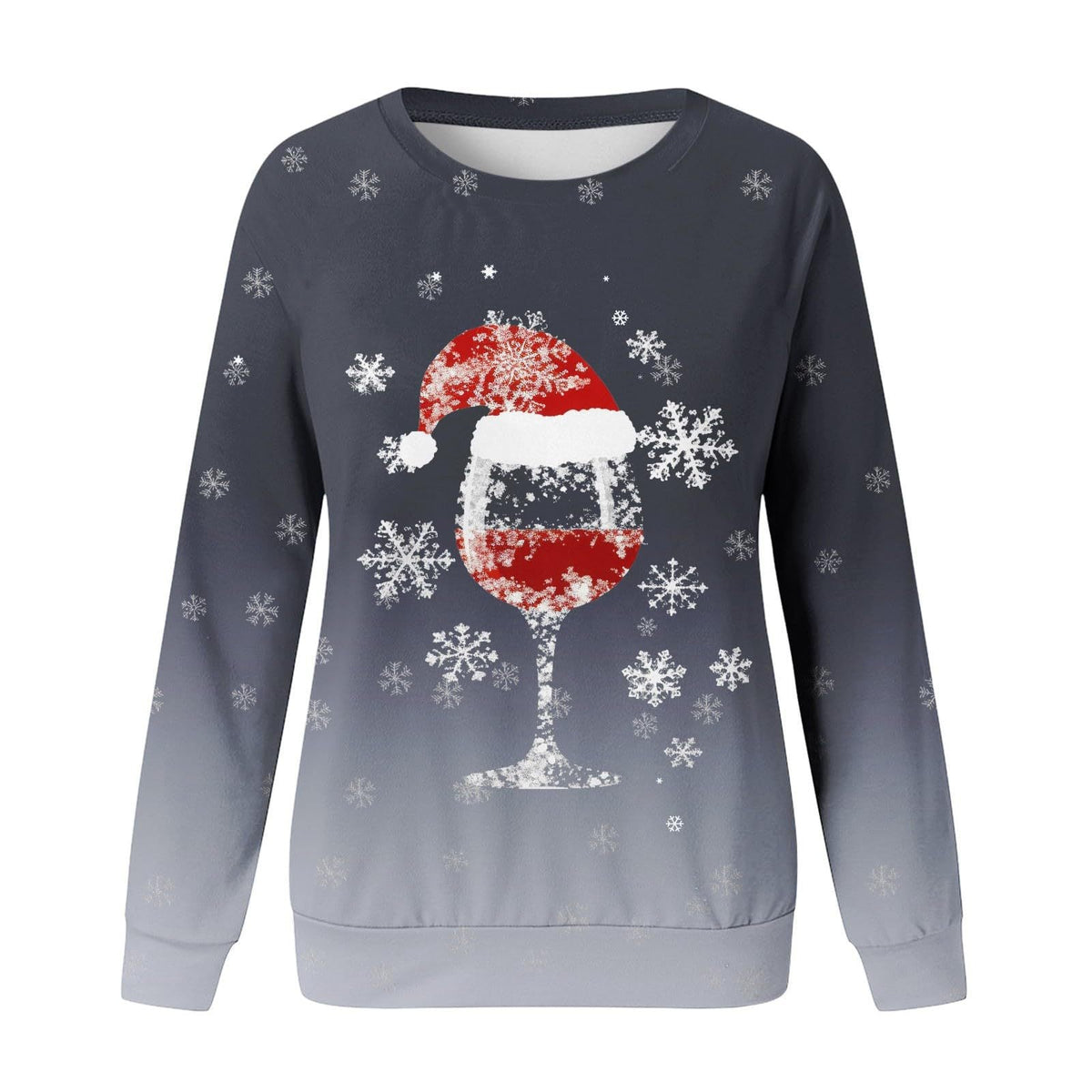 Women's Christmas round neck sweater with 3D digital print design, casual long-sleeve clothing