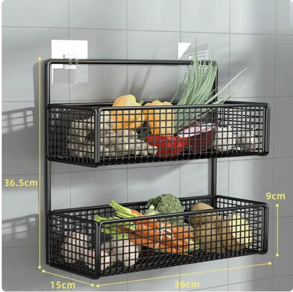 Adhesive Wall-Mounted Kitchen Basket Shelf