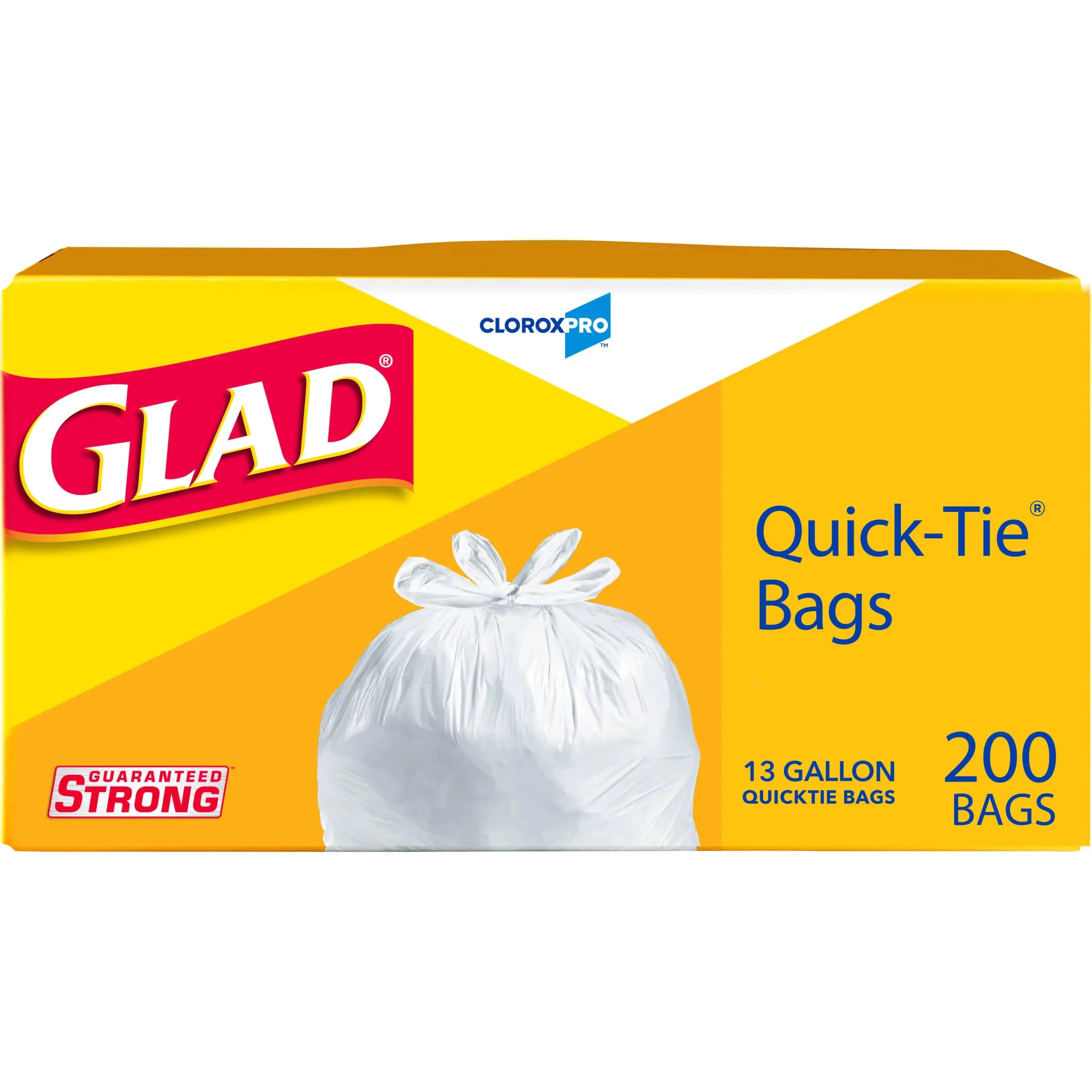 Glad CloroxPro Quick-Tie Tall Kitchen Trash Bags 13 Gallon 200 Count Package May Vary