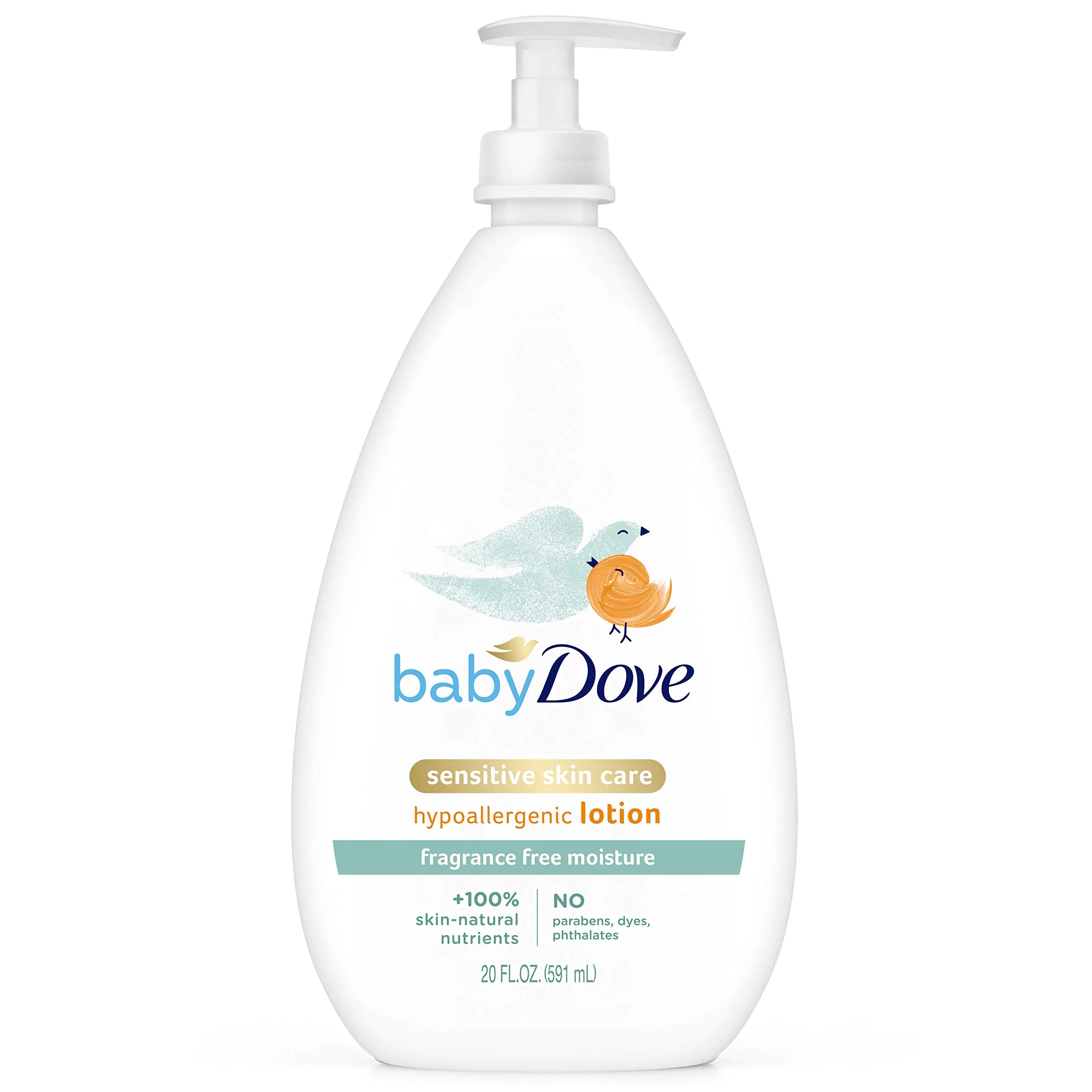 Baby Dove Face and Body Lotion for Sensitive Skin Moisture Fragrance-Free Baby Lotion 20 oz
