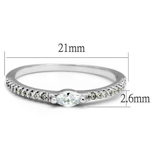 Rhodium brass ring by Alamode featuring a clear AAA grade cubic zirconia stone and intricate band design.