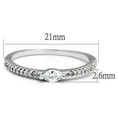 Rhodium brass ring by Alamode featuring a clear AAA grade cubic zirconia stone and intricate band design.