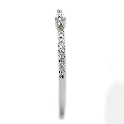 Alamode rhodium brass ring featuring a clear AAA grade cubic zirconia gemstone, showcasing a polished and elegant jewelry design.