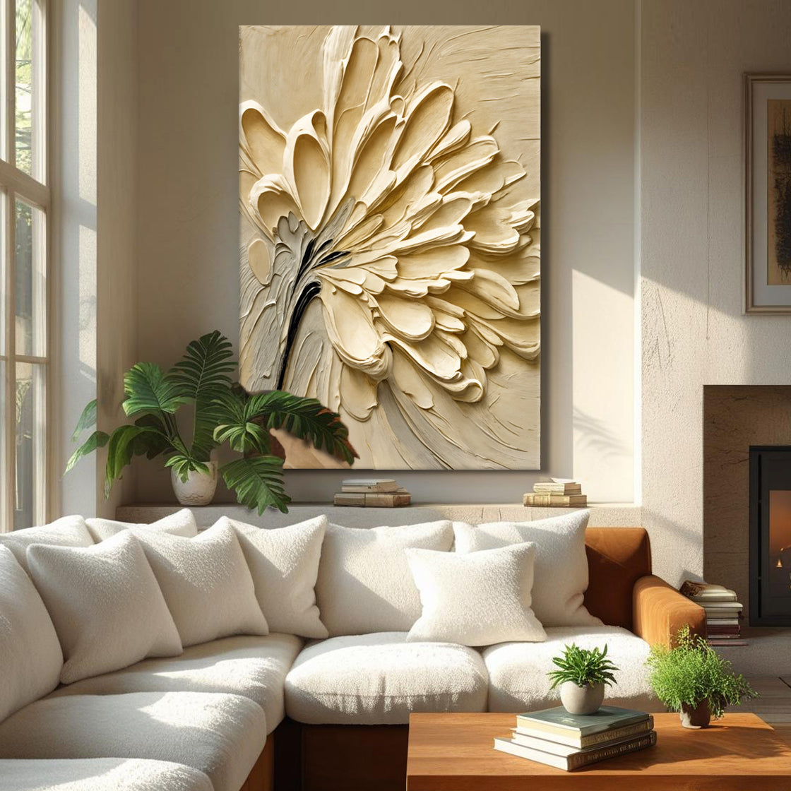 Colorful flower splatter canvas wall art by Tailored Canvases, featuring vibrant floral abstract design on a stretched canvas.
