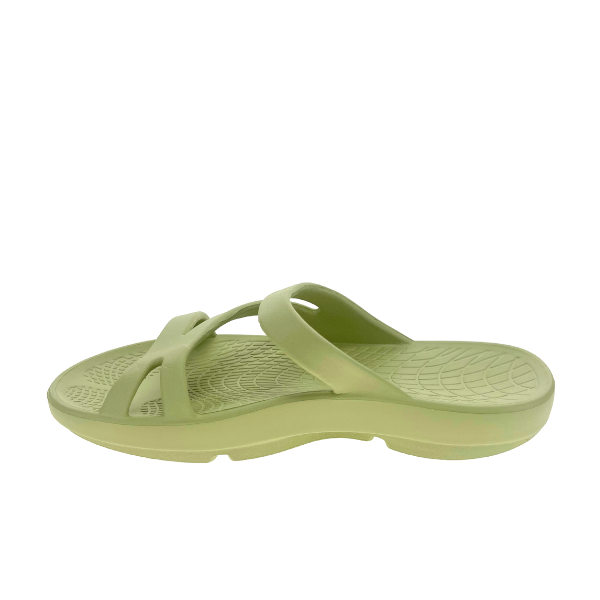Women's Sovella Active Recovery Sandals by Lucky Feet Shoes, green slide with cushioned footbed for comfort and support.