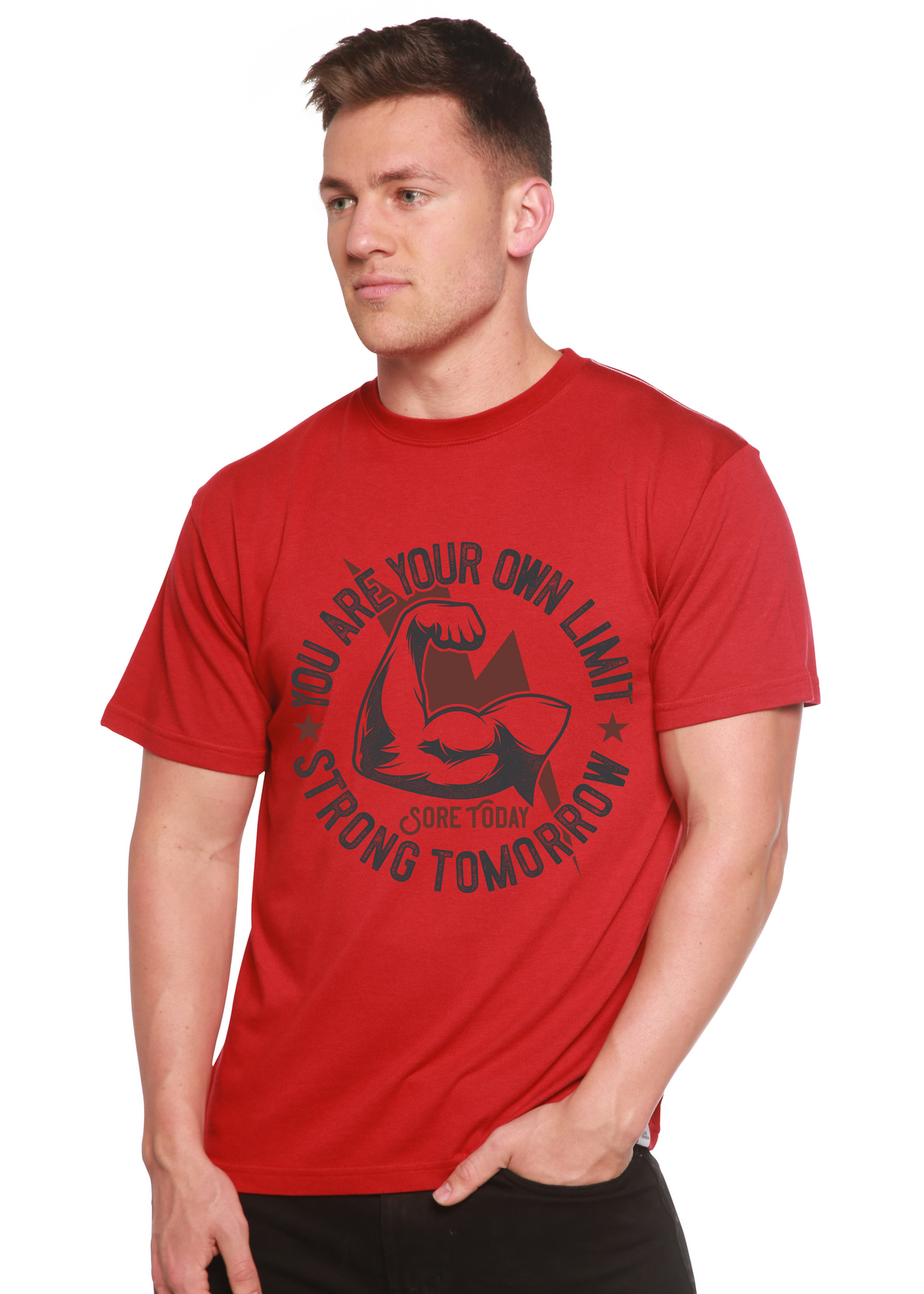 Spun Bamboo men's graphic T-shirt with short sleeves, featuring bamboo viscose and organic cotton fabric in a printed design.