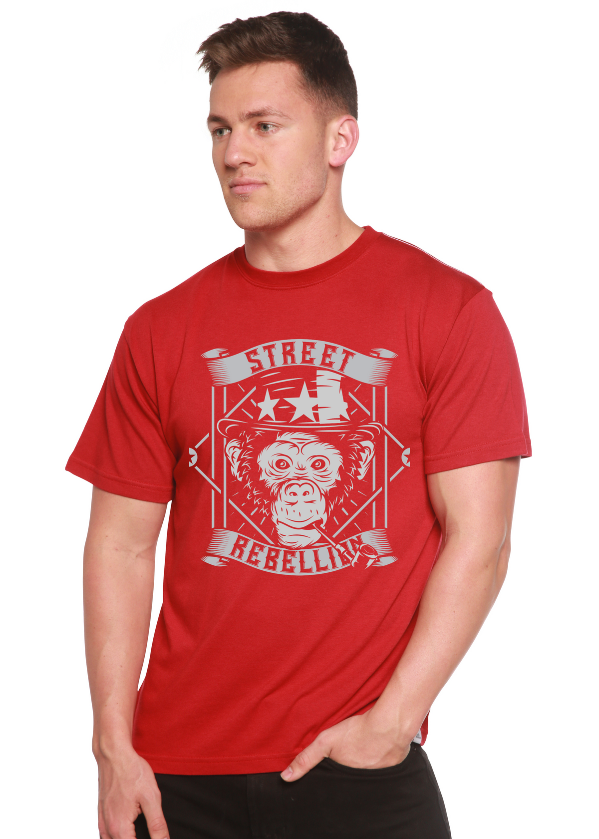 Spun Bamboo men's graphic T-shirt made from bamboo viscose and organic cotton with a printed design on short sleeve tee.