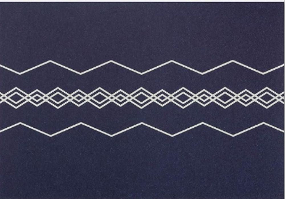 Modern Geometric Blue greeting card by Candy In Bulk featuring abstract blue and white geometric patterns on a clean background.