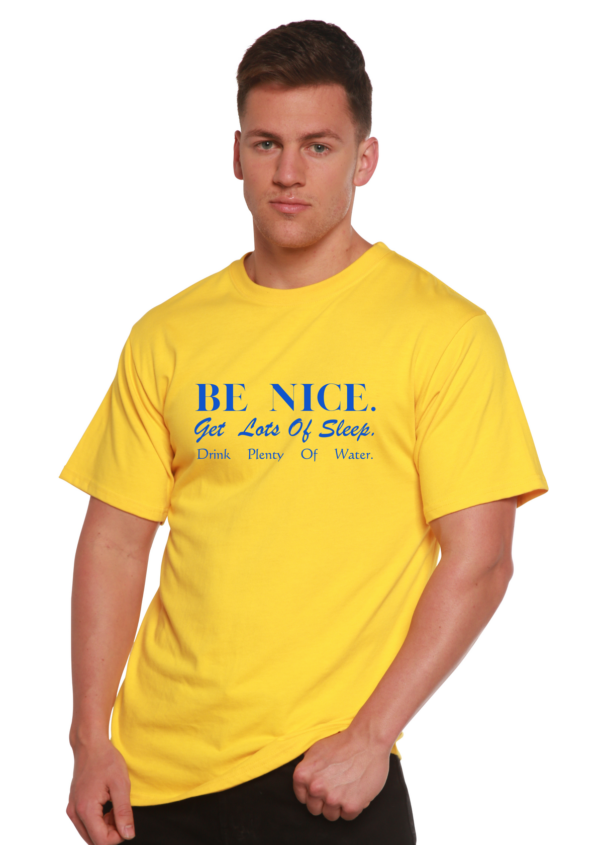 Men's Spun Bamboo graphic T-shirt made from bamboo viscose and organic cotton, featuring a printed short sleeve design.