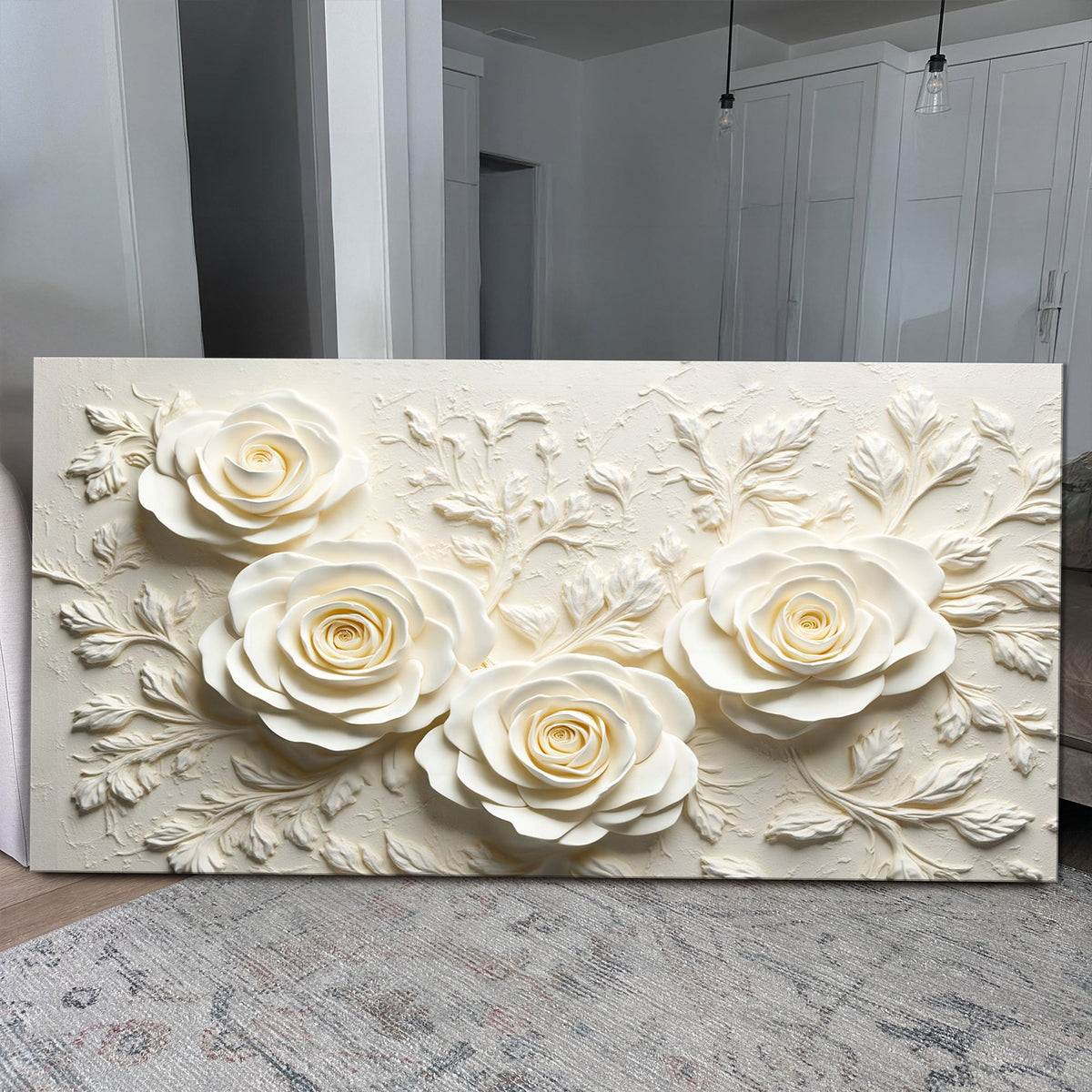 Colorful floral abstract wall art on canvas by Tailored Canvases, vibrant and modern decor for living spaces.