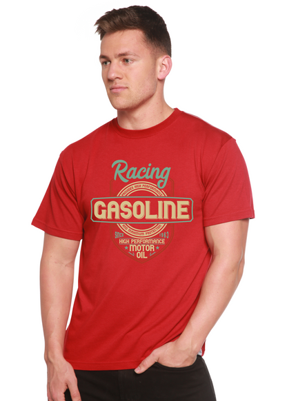 Spun Bamboo men's racing graphic t-shirt made of bamboo viscose and organic cotton, featuring a colorful racing print on the front.