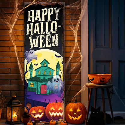 Halloween Welcome Sign canvas by Tailored Canvases with spooky Halloween-themed design, perfect for seasonal home decor.