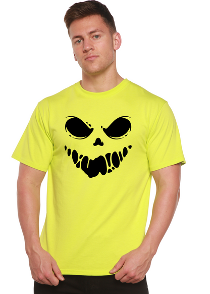 Men's Halloween Boo graphic T-shirt by Spun Bamboo, short sleeve with bamboo viscose and organic cotton fabric featuring printed design.