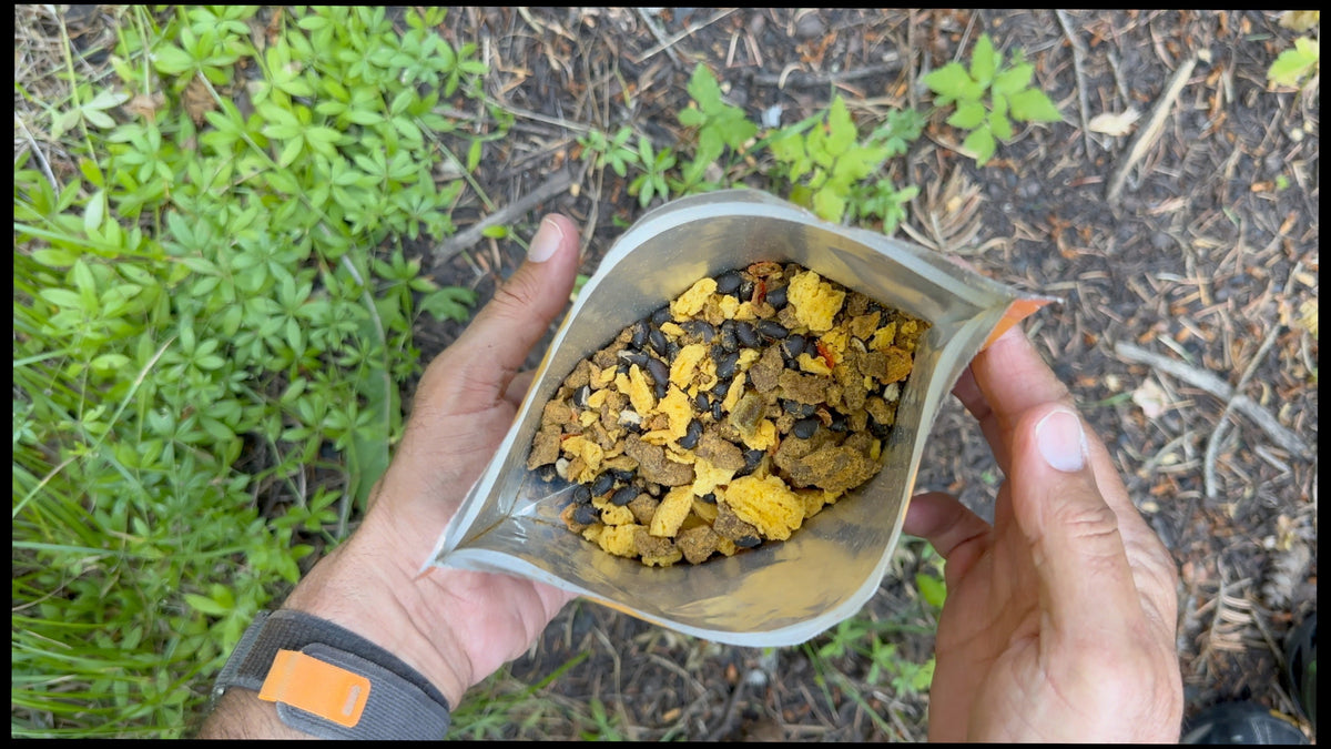 Dry Southwest Style Breakfast Meal by FOUNDATION Outdoors, featuring a hearty, flavorful meal with beans, peppers, and spices.